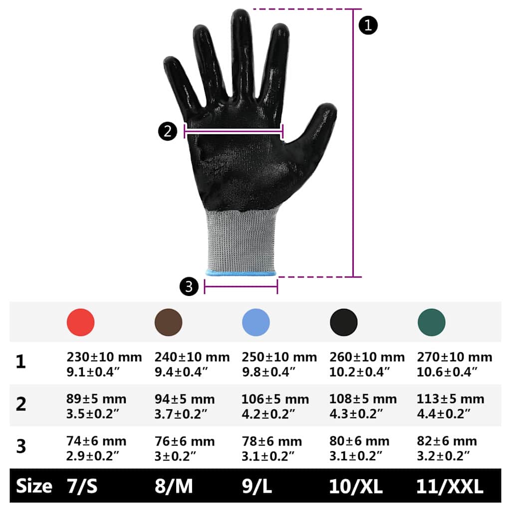 Work Gloves 24 pcs Grey and Black 9 / L Polyester