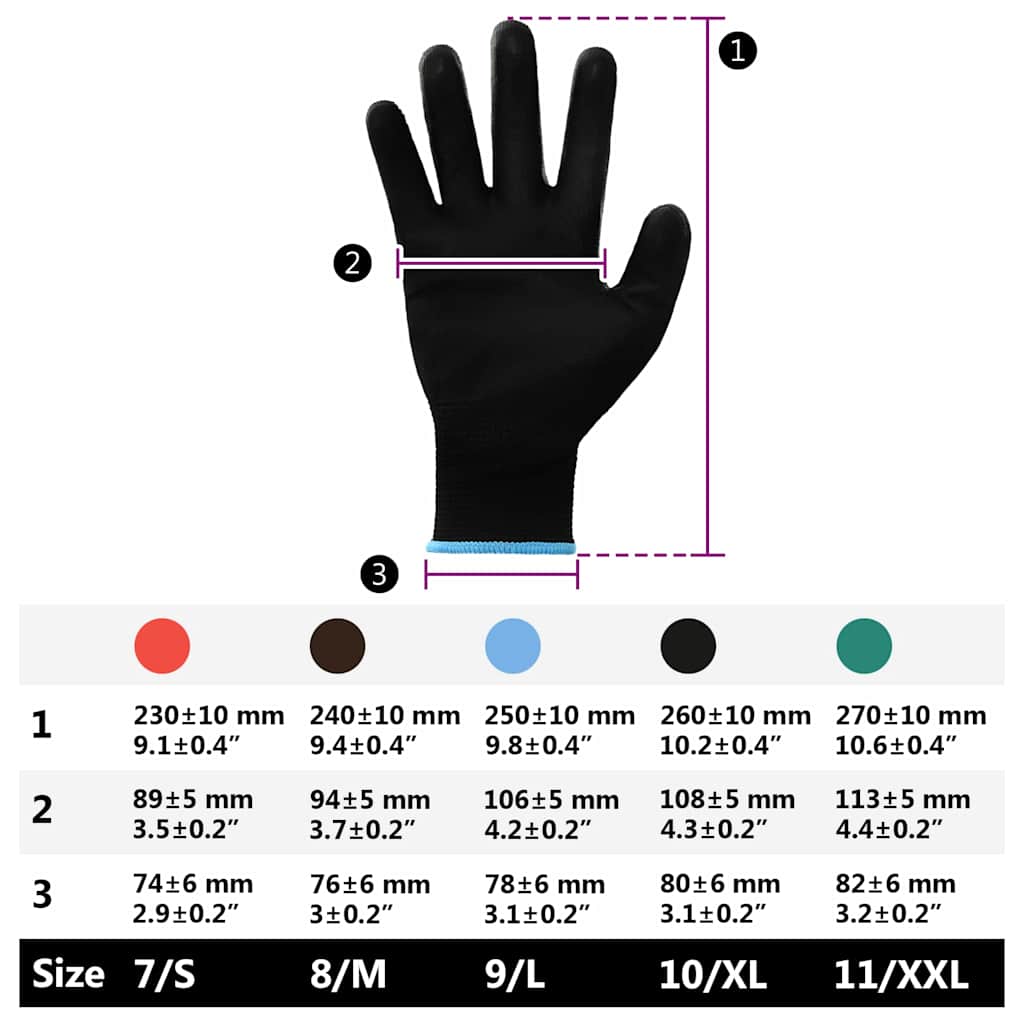 Work Gloves 24 pcs Black 9 / L Polyester