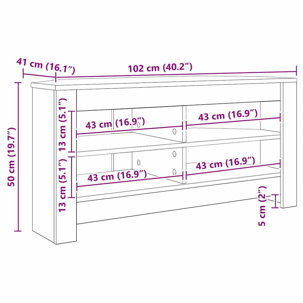 Corner TV Cabinet 102 x 40.5 x 45 cm Concrete Grey