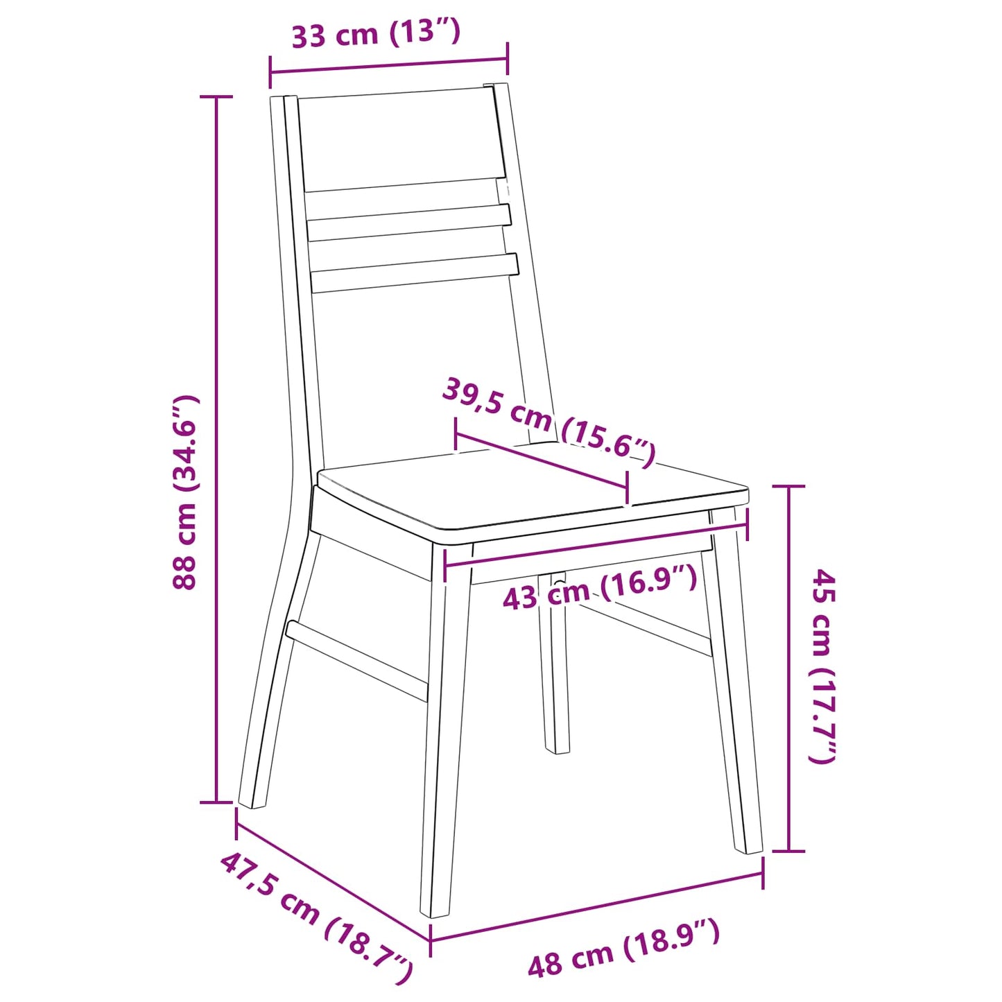 Dining Chairs 2 pcs Natural 43 x 54 x 89 cm Solid Rubber Wood