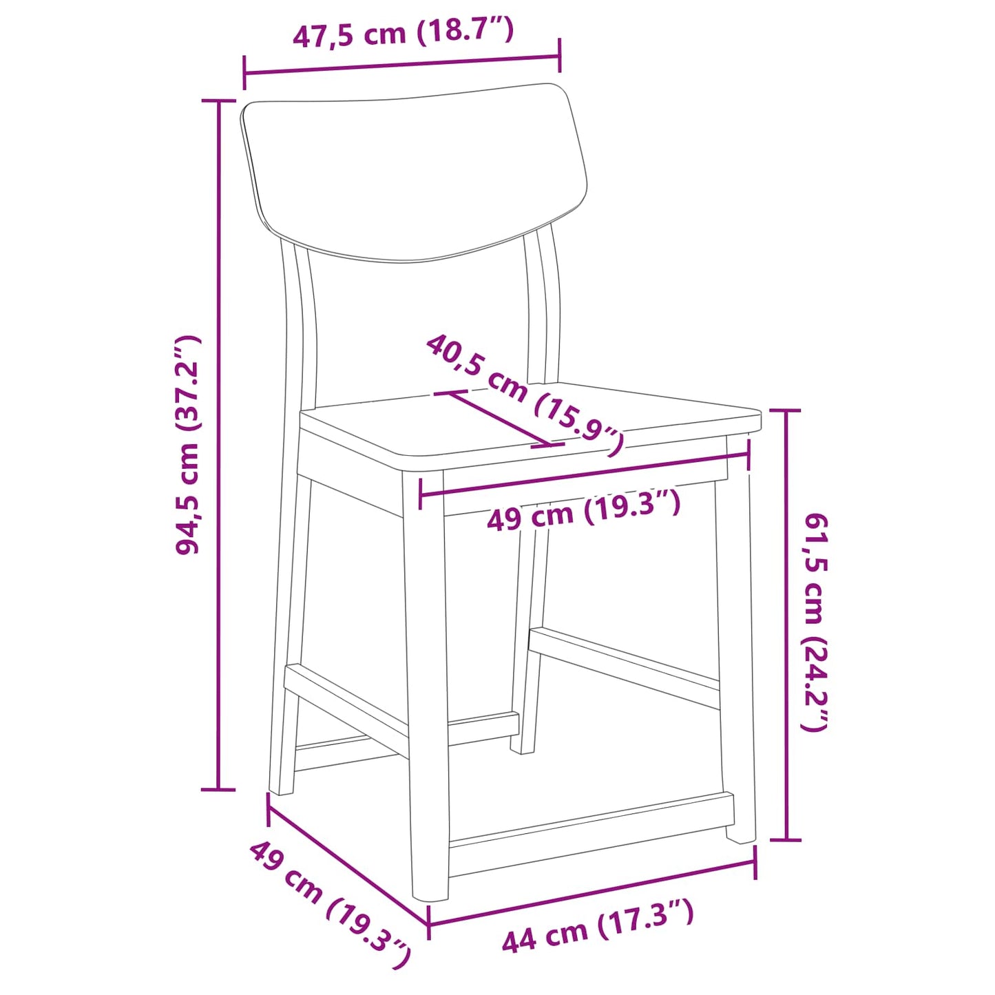 Dining Chairs 2 pcs Natural 48 x 49 x 95 cm Solid Rubber Wood