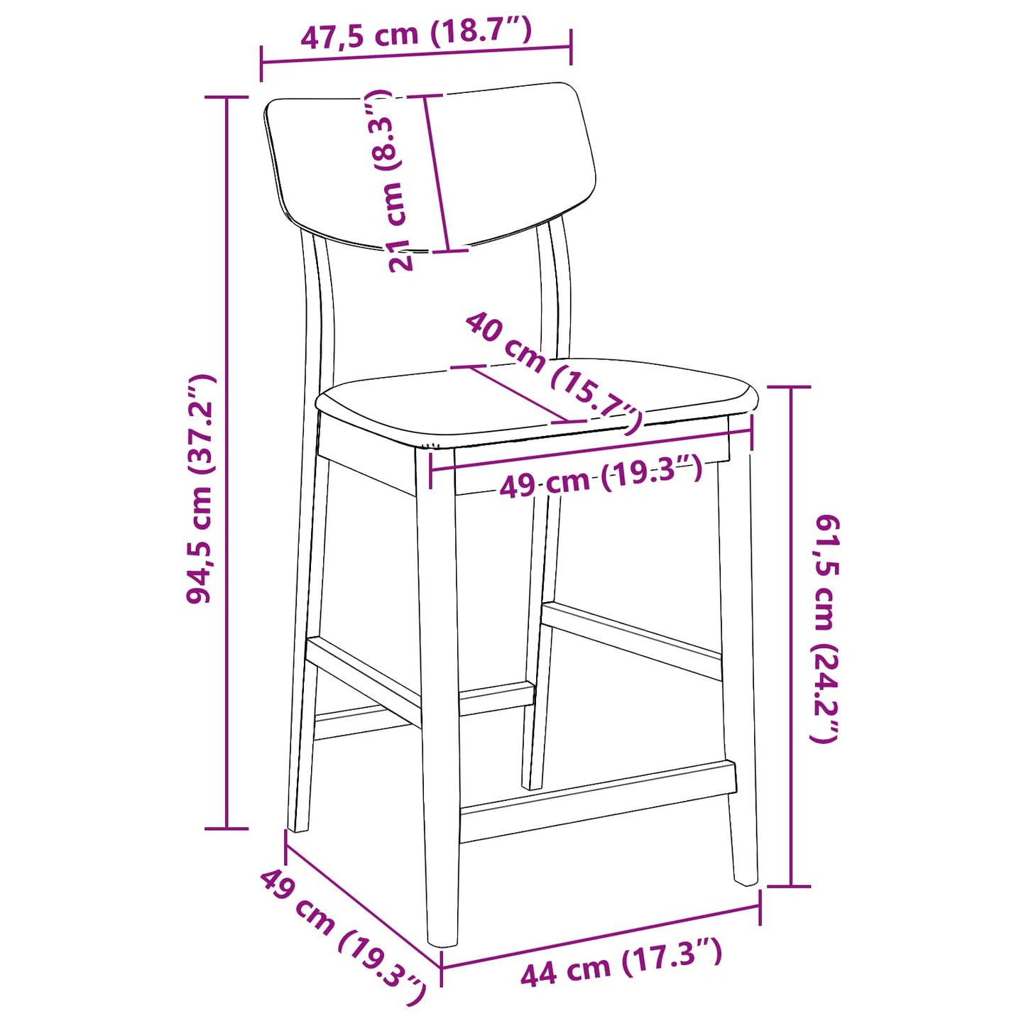 Dining Chairs 2 pcs White 48 x 49 x 95 cm Solid Rubber Wood