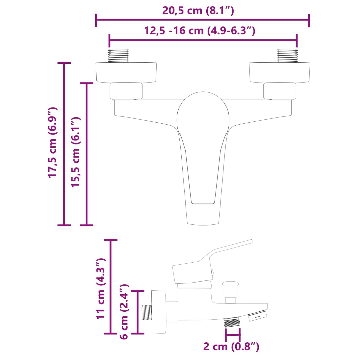 Shower Mixer Tap Black G 1 / 2 inches