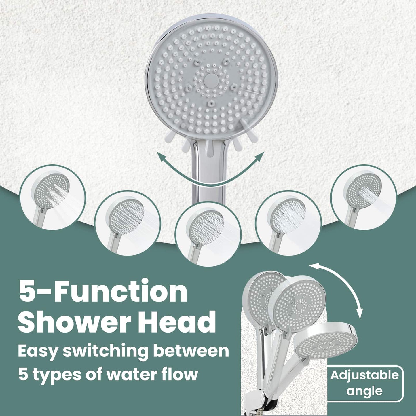 Shower Head Set Chrome G 1 / 2 inches