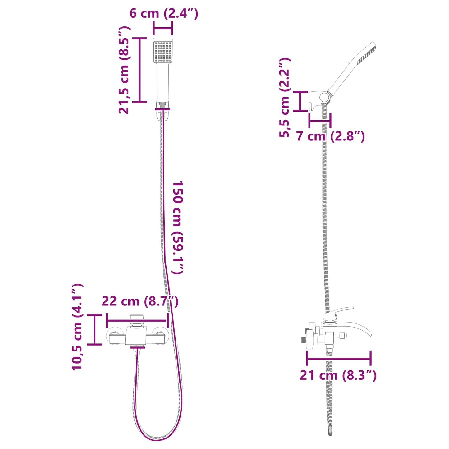 Shower Head Set Chrome G 1 / 2 inches
