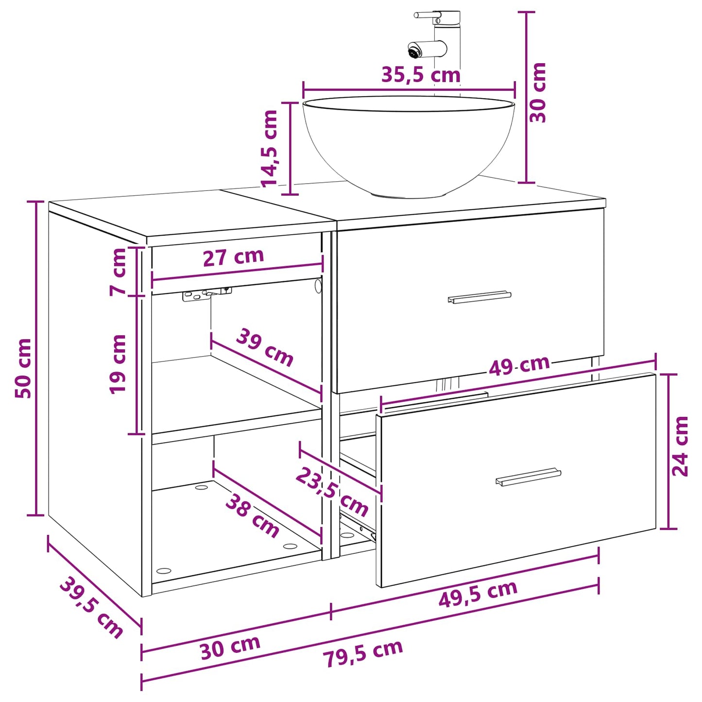 Bathroom Furniture Set 2 pcs Black Oak Engineered Wood