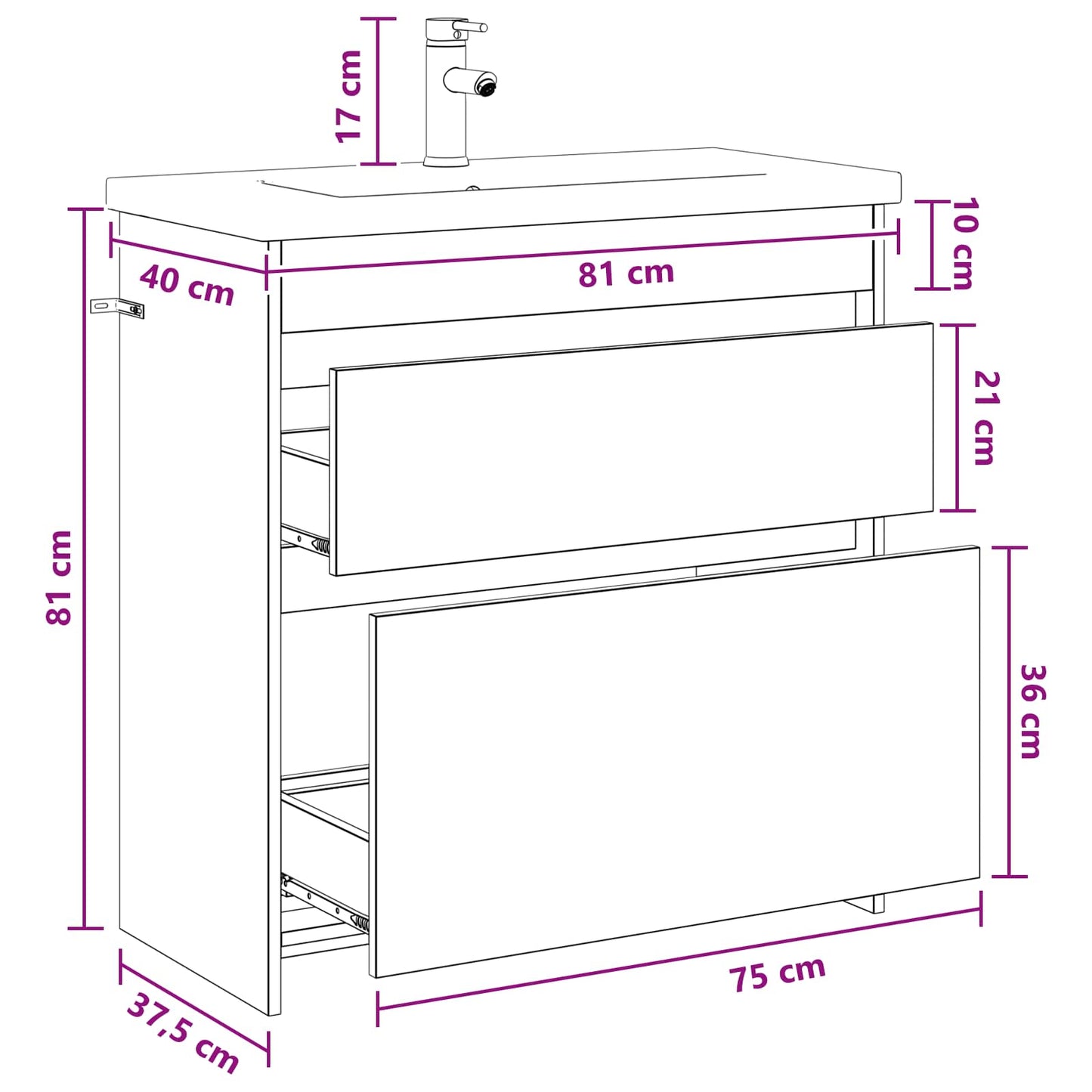 Bathroom Furniture Set Grey Sonoma 81 x 40 x 84.5 cm