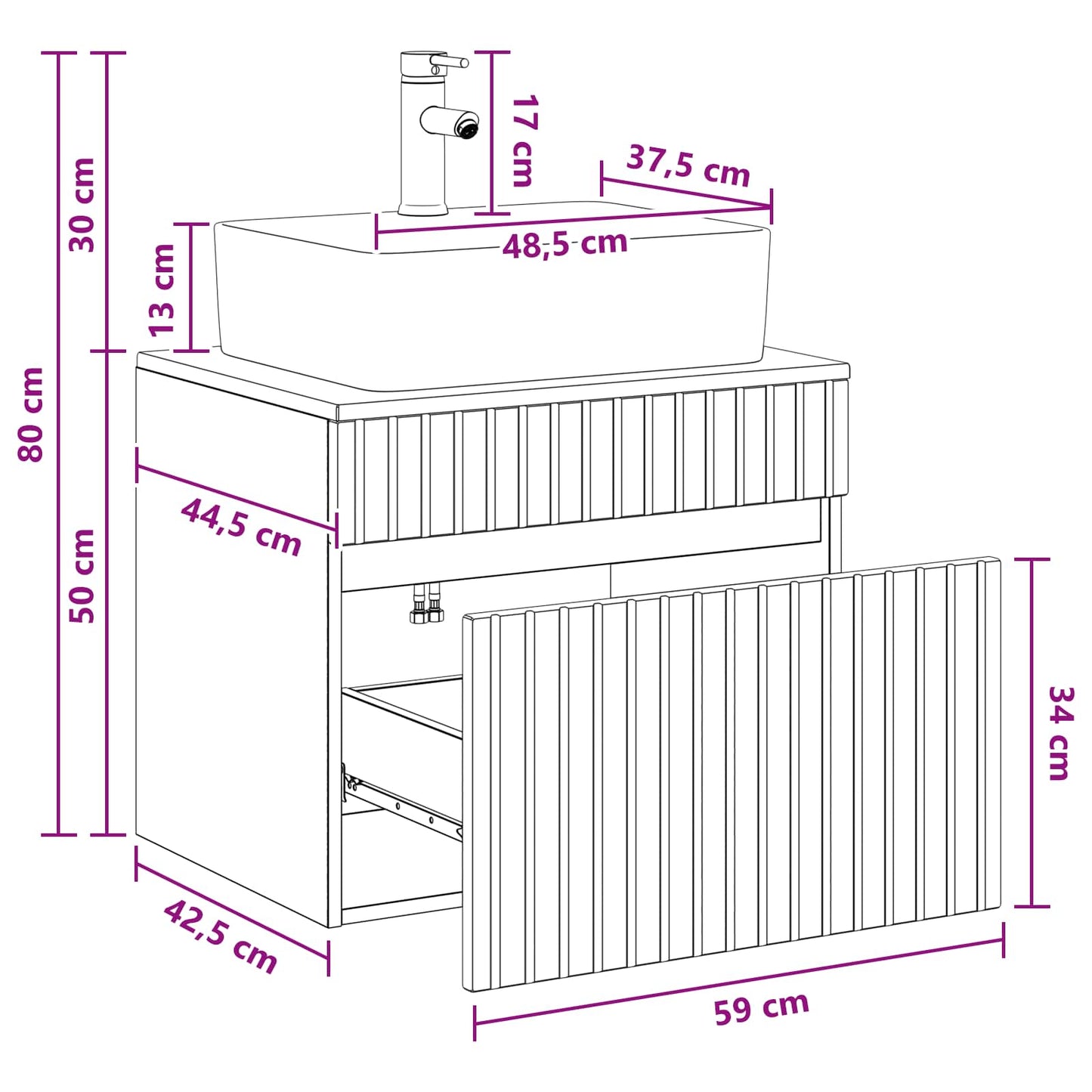 Bathroom Furniture Set Concrete Grey Engineered Wood