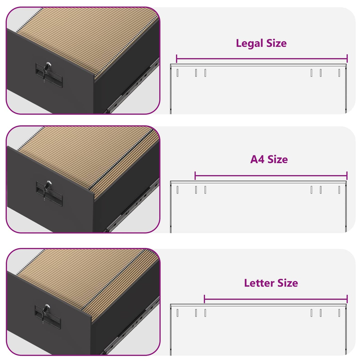 File Cabinet Black 44 x 50 x 106.5 cm Cold-Rolled Steel