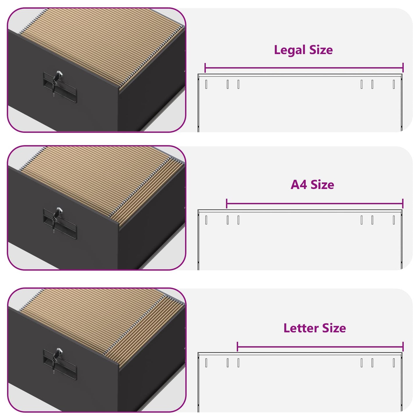 File Cabinet Black 45.5 x 42 x 106.5 cm Cold-Rolled Steel