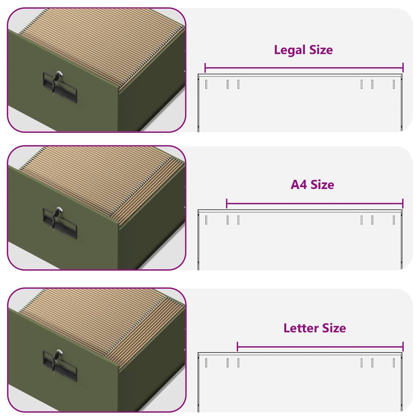 File Cabinet Olive Green 45.5 x 42 x 139 cm Cold-Rolled Steel