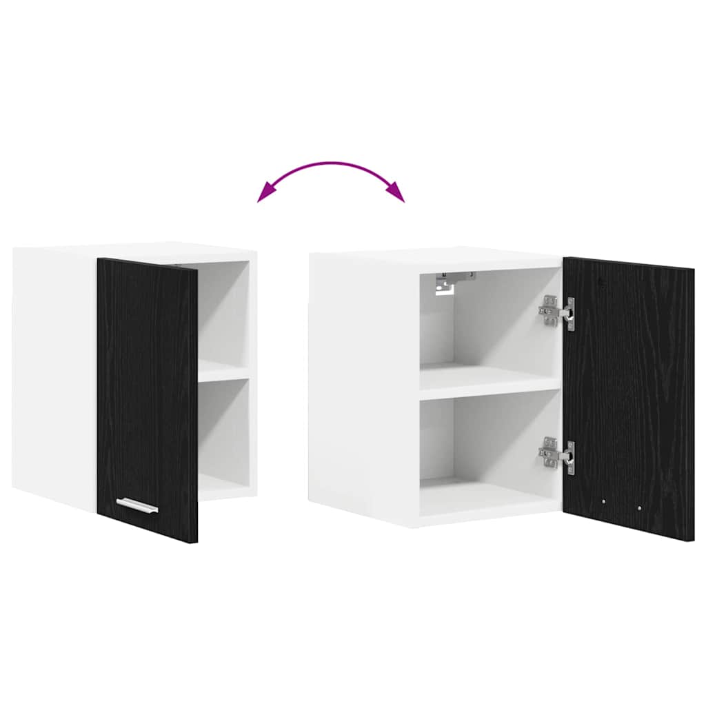 Hanging Cabinet with Door Black Oak and White 30 x 31 x 40 cm