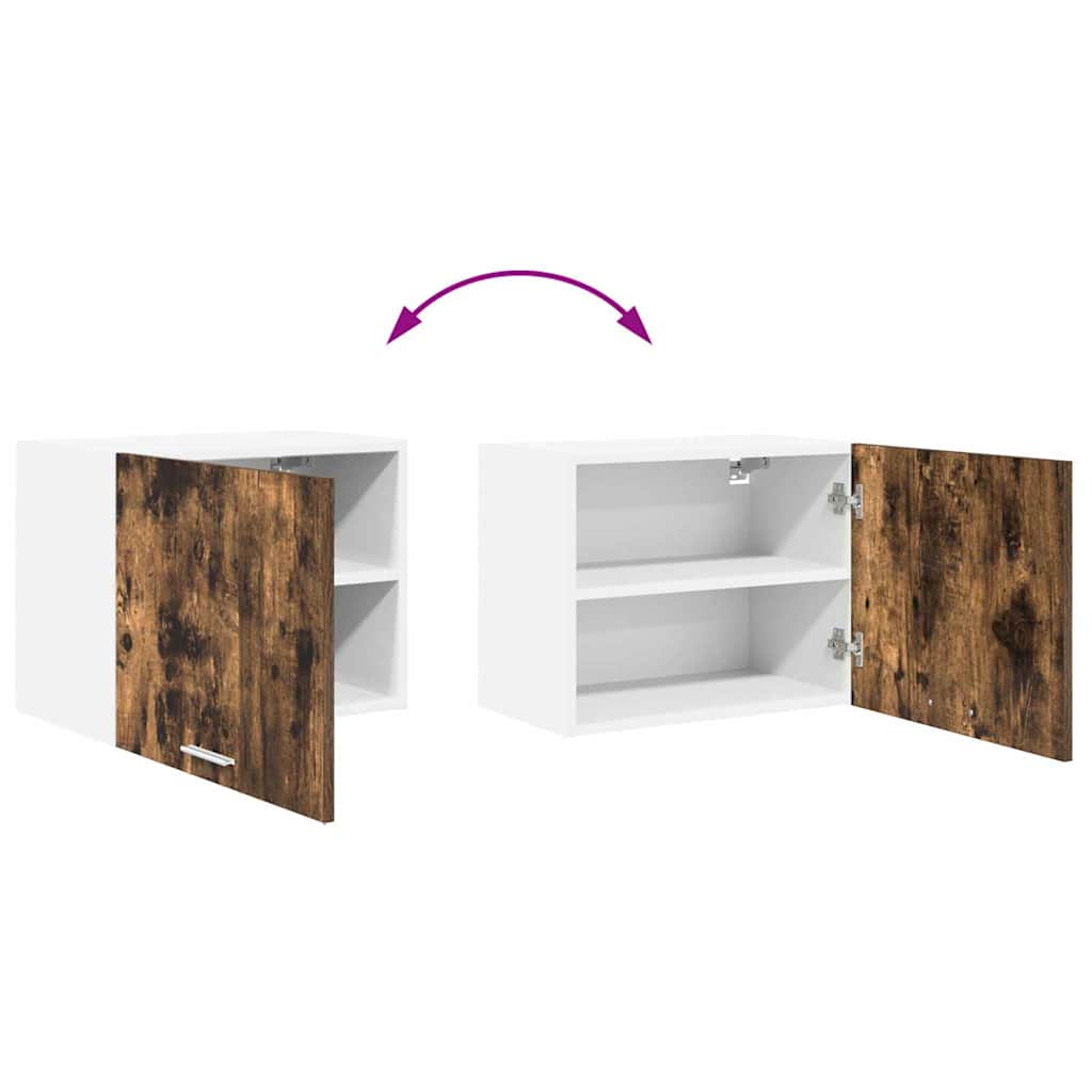 Hanging Cabinet with Door Smoked Oak and White 50 x 31 x 40 cm