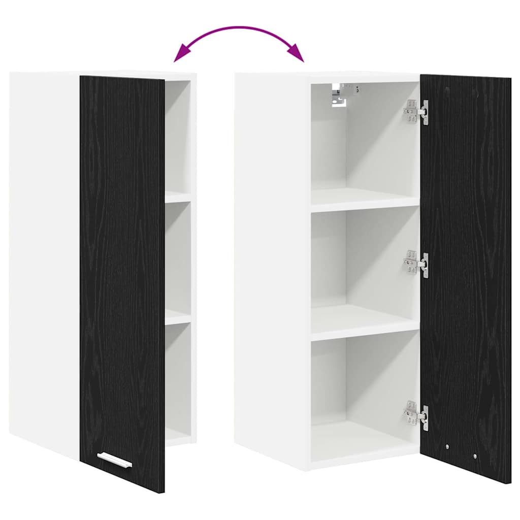Hanging Cabinet Black Oak and White 30 x 31 x 80 cm