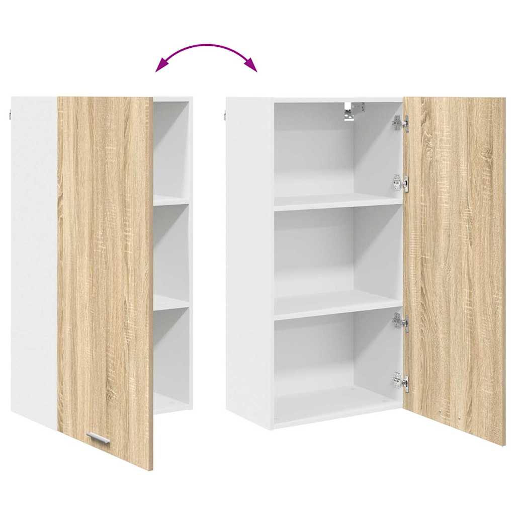 Hanging Cabinet Sonoma Oak and White 50 x 31 x 100 cm
