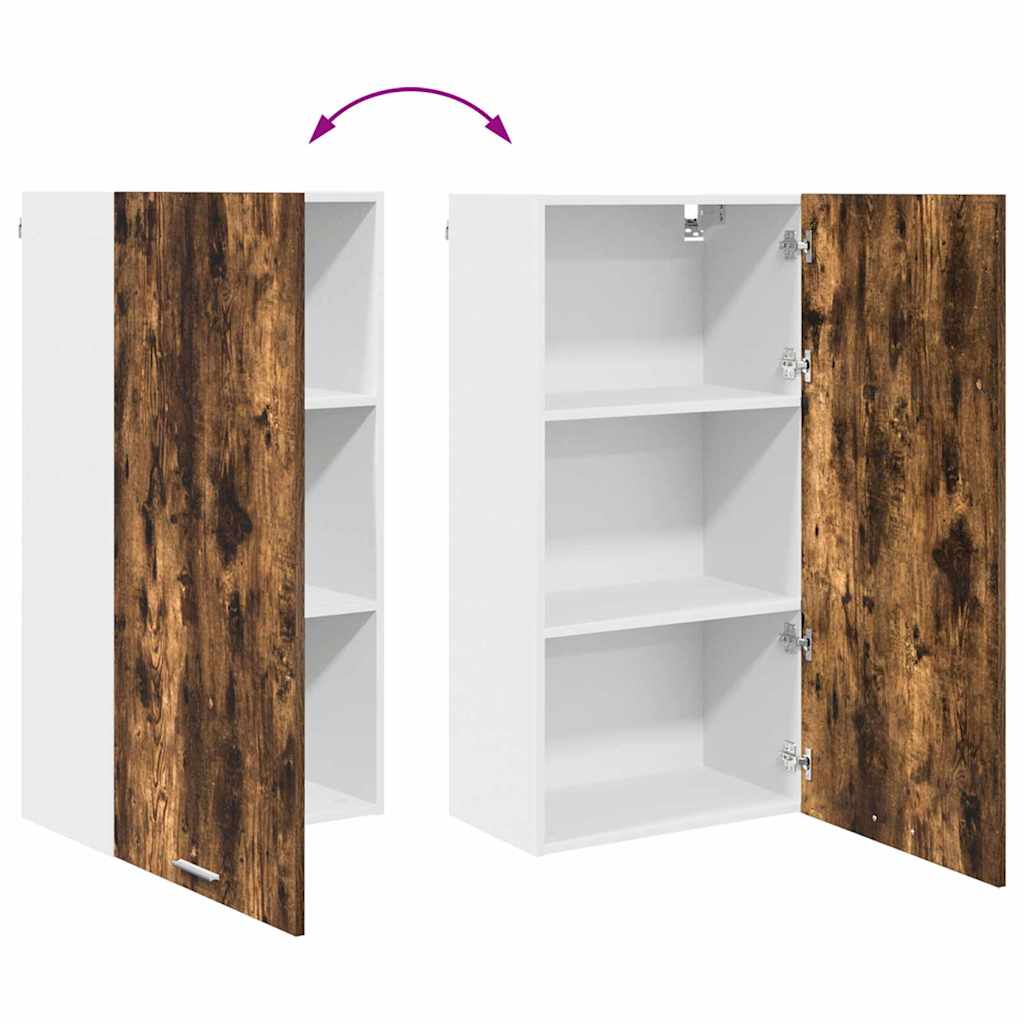 Hanging Cabinet with Door Smoked Oak and White 50 x 31 x 100 cm