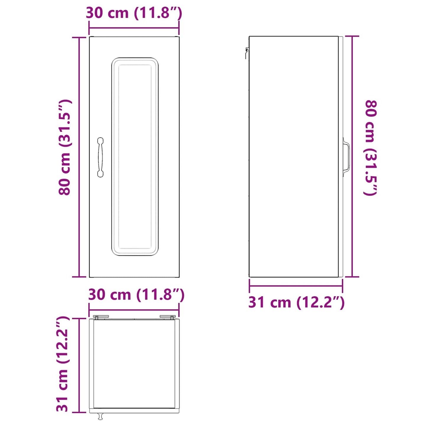 Dishwasher Panel Kalmar Old Wood 30 x 31 x 80 cm
