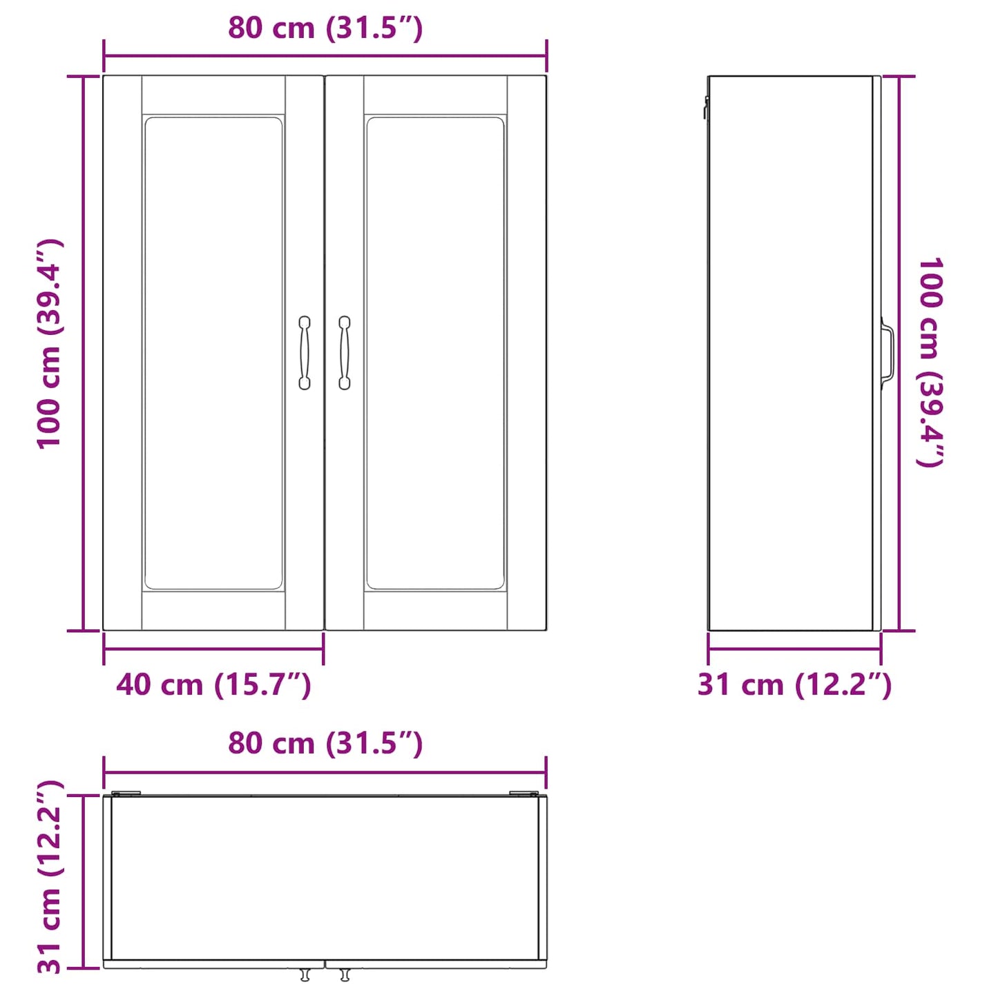 Dishwasher Panel Kalmar High Gloss White 80 x 31 x 100 cm