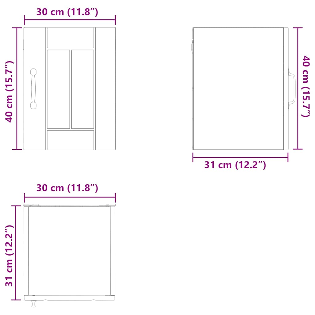 Wall Cabinet LUCCA White 30 x 31 x 40 cm Engineered Wood
