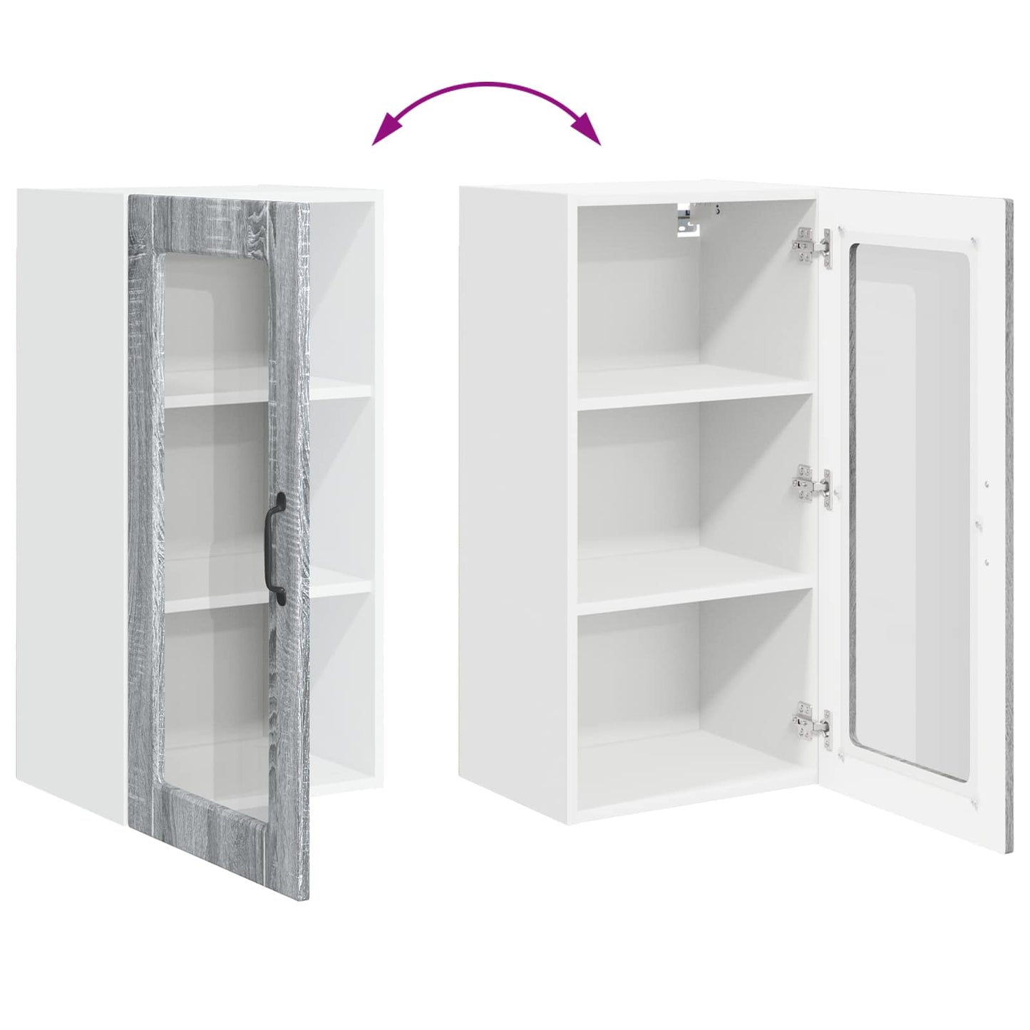 Wall Glass Cabinet LUCCA Grey Sonoma 40 x 31 x 80 cm