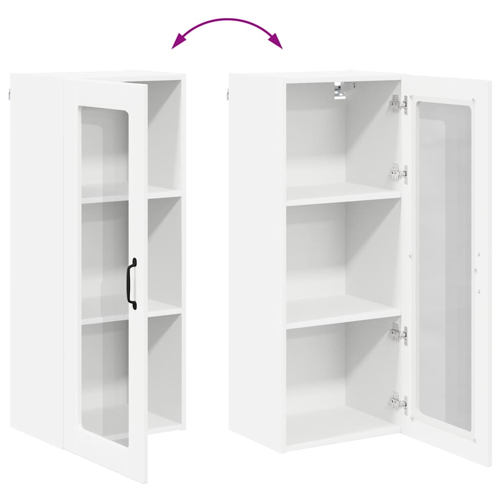 Wall Glass Cabinet LUCCA White 40 x 31 x 100 cm Engineered Wood