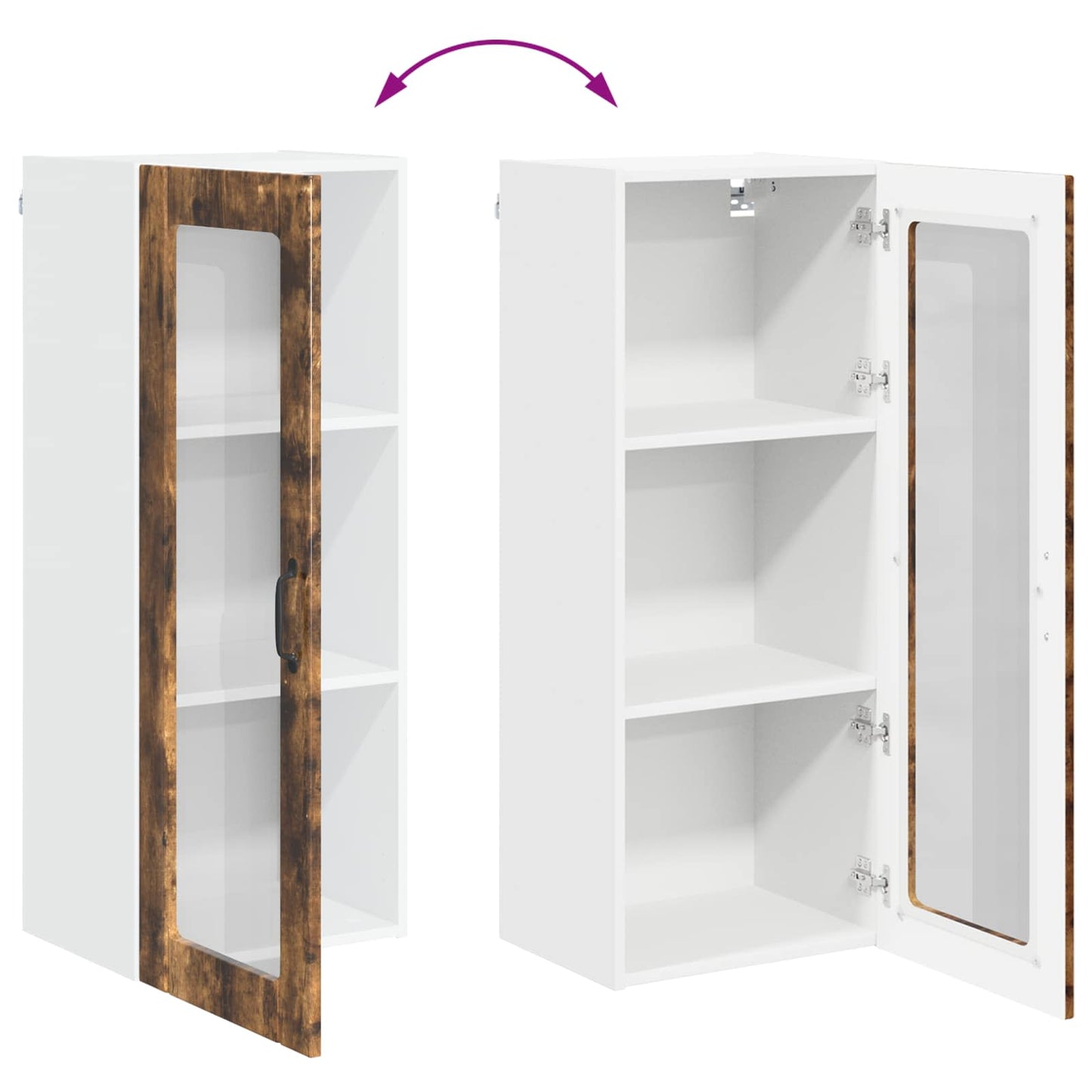 Wall Glass Cabinet LUCCA Smoked Oak 40 x 31 x 100 cm