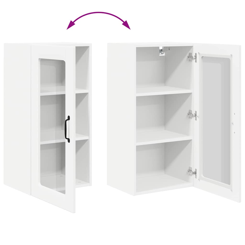 Wall Glass Cabinet PORTO White 40 x 31 x 80 cm Engineered Wood