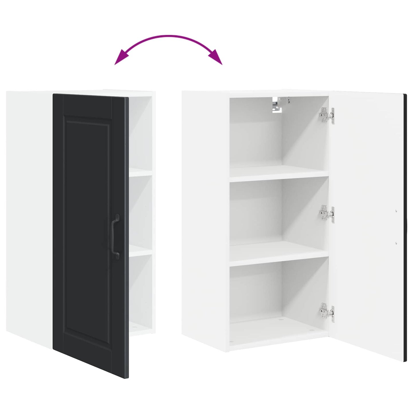 Wall Cabinet Black 40 x 31 x 80 cm Engineered Wood