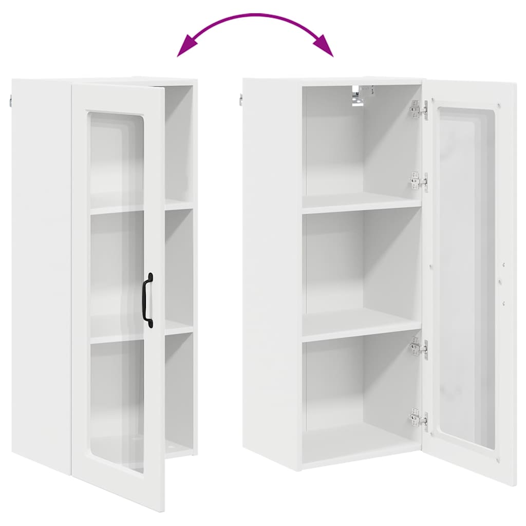 Wall Glass Cabinet White 40 x 31 x 100 cm Engineered Wood