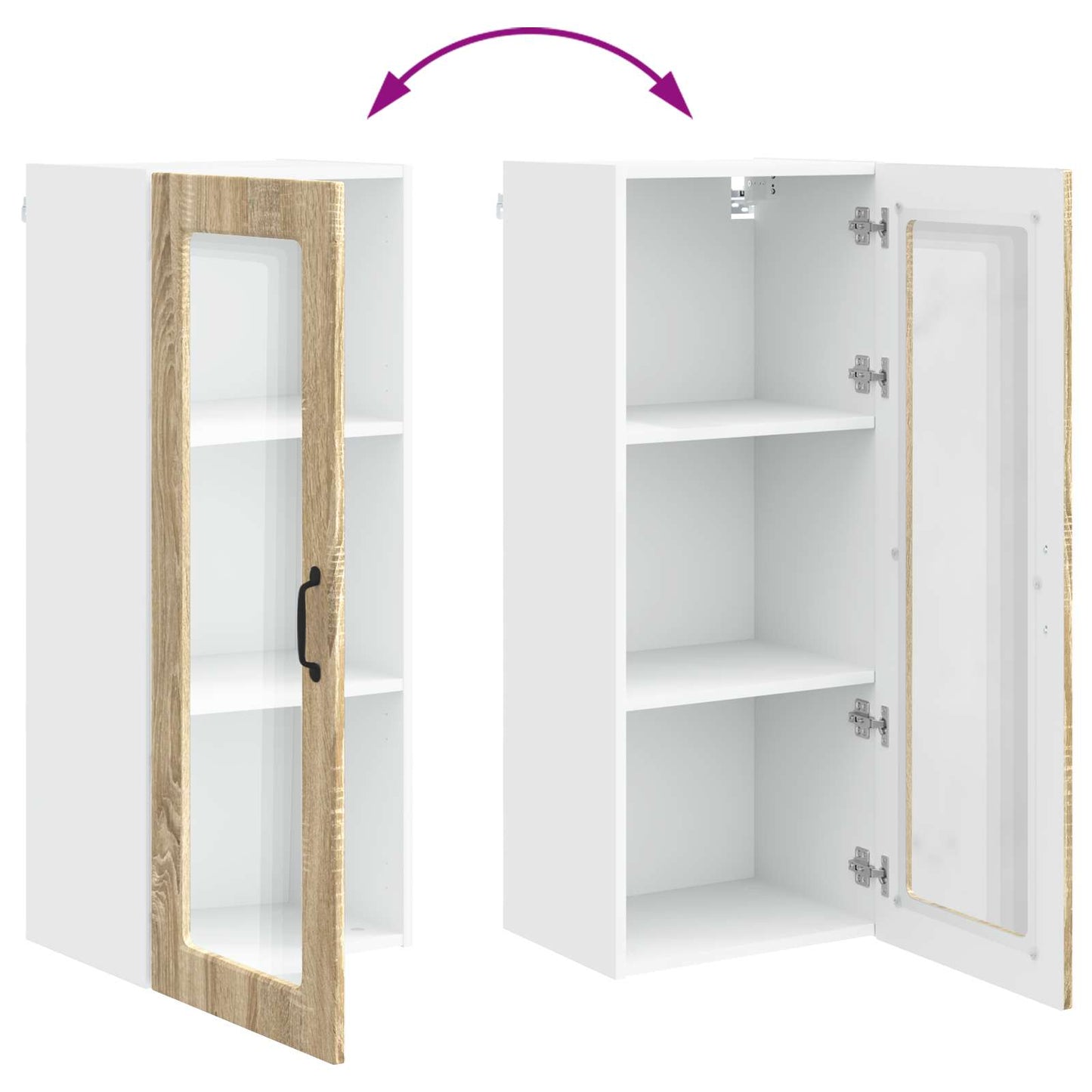 Wall Glass Cabinet PORTO Sonoma Oak 40 x 31 x 100 cm