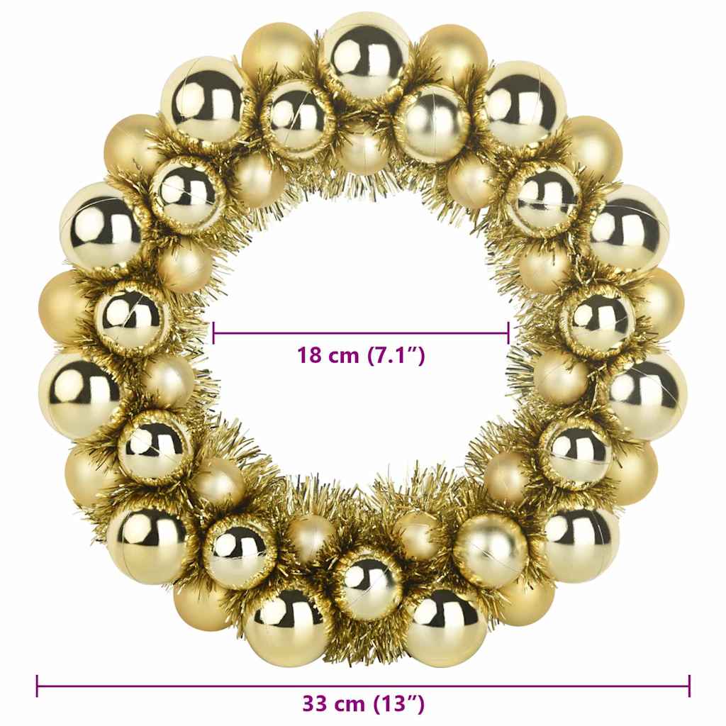 Christmas Ball Wreathes 2 pcs Gold 33 x 33 x 7 cm Polystyrene