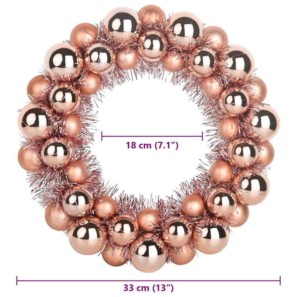 Christmas Ball Wreathes 2 pcs Rose Gold 33 x 33 x 7 cm
