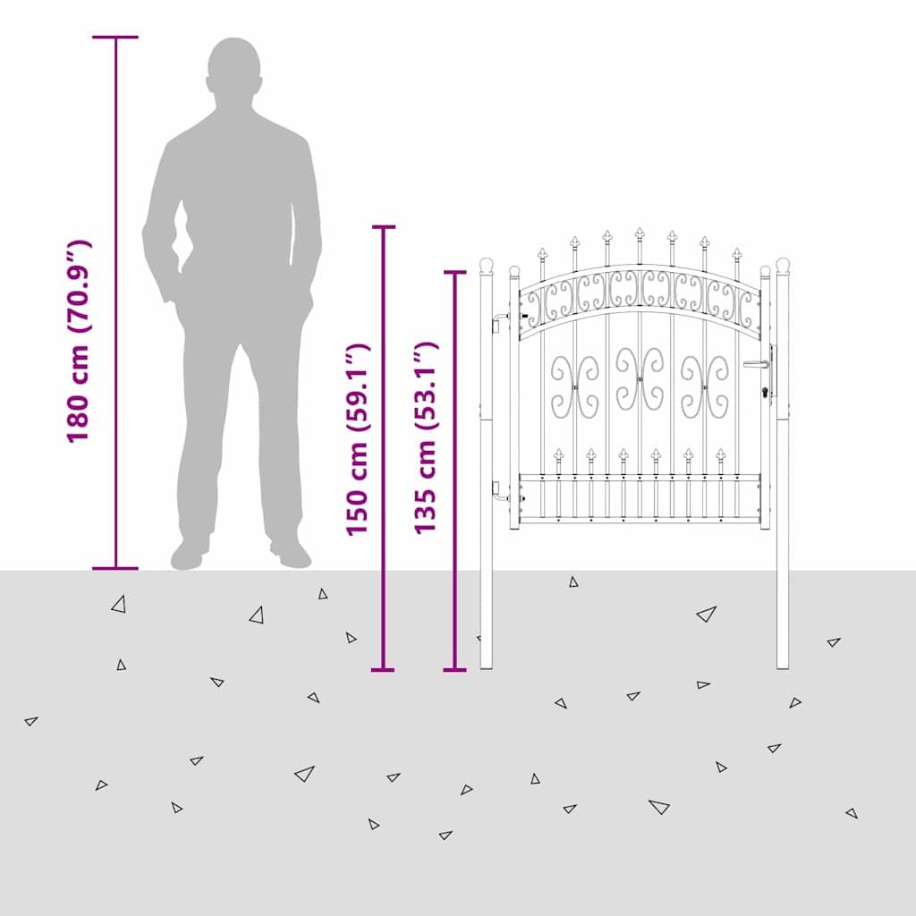 Fence Gate with Spear Top KAMPEN 103 x 100 cm Steel Grey