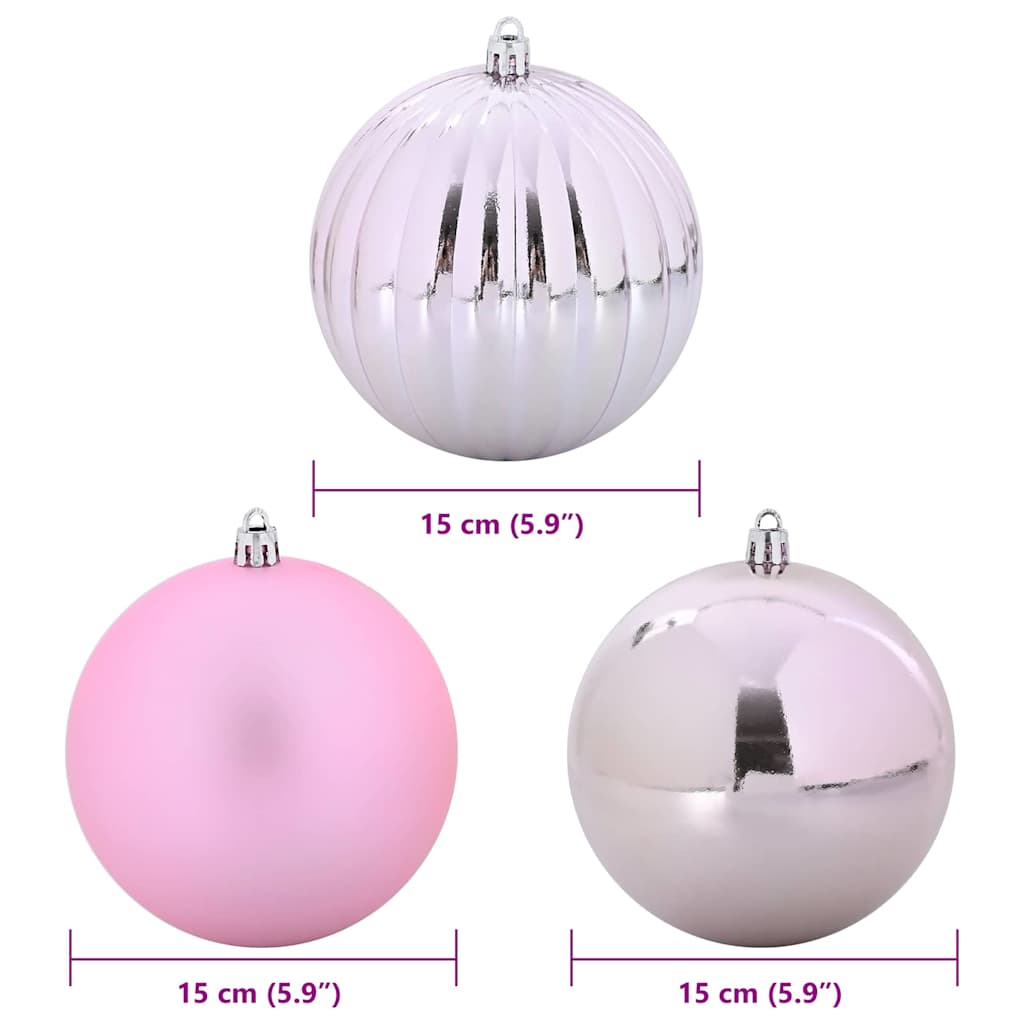 Christmas Bauble Set XL 9 pcs Pink Plastic