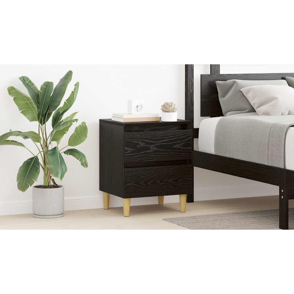 Bed Cabinet Black Oak 40 x 35 x 50 cm Engineered Wood