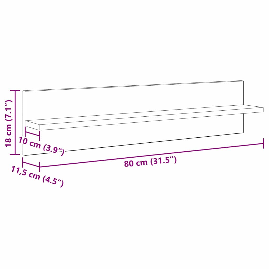 Wall Shelves 4 pcs Old Wood 80 x 11.5 x 18 cm Engineered Wood