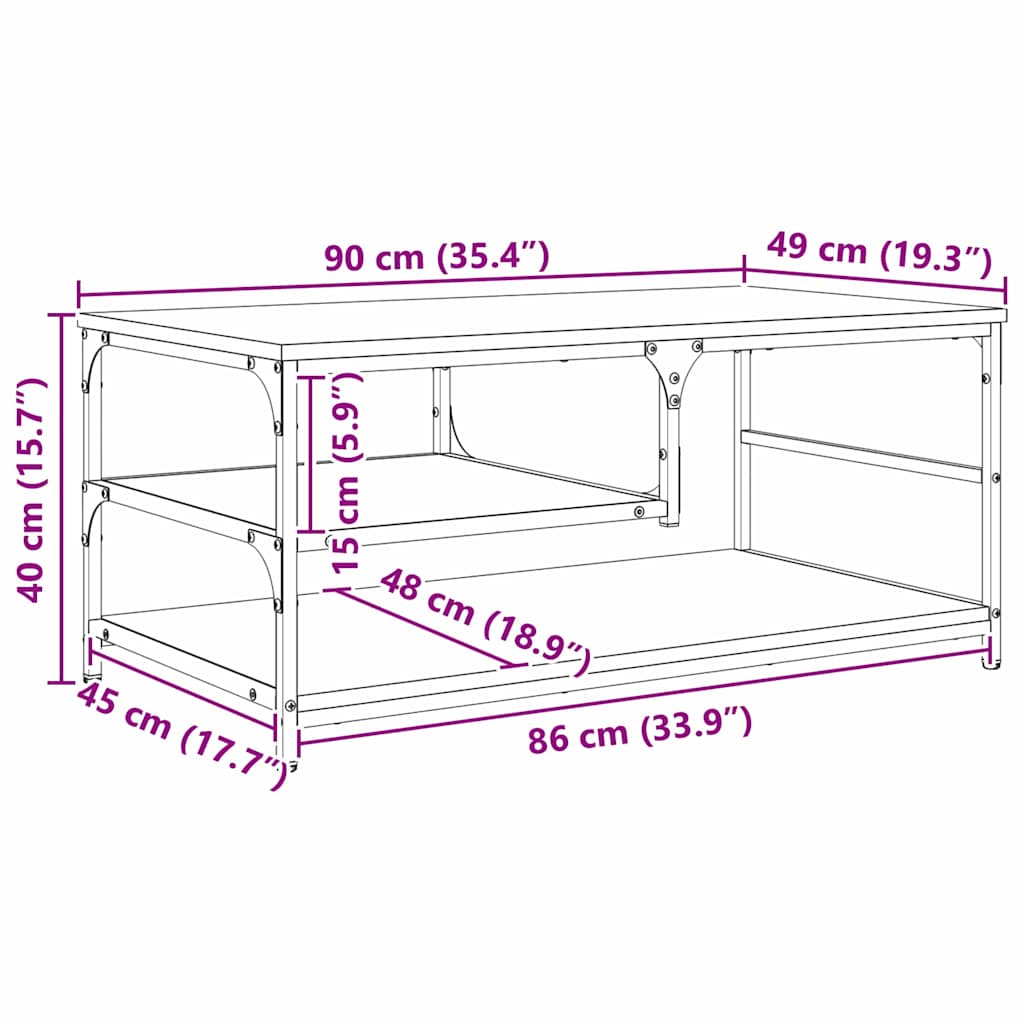 Coffee Table Black Oak 90 x 49 x 40 cm Engineered Wood