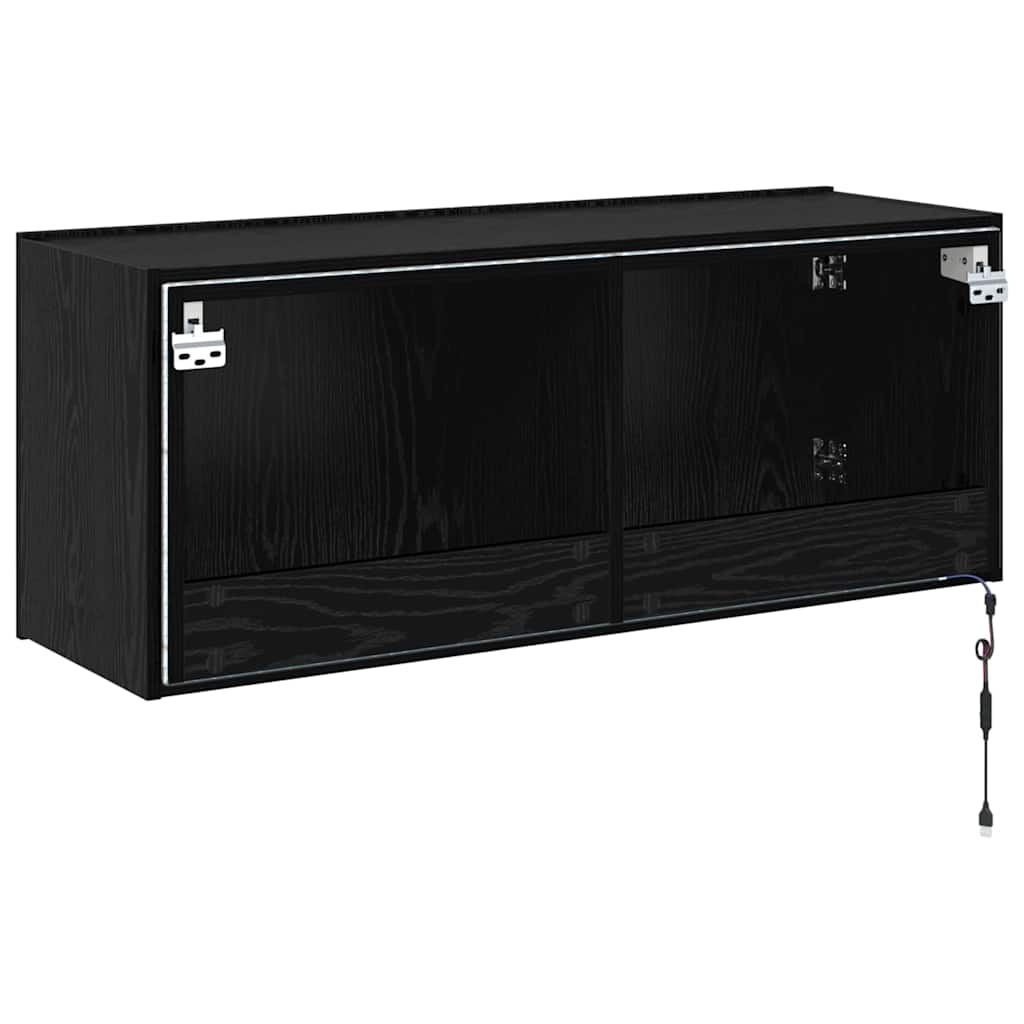 TV Wall Cabinet Black Oak 100 x 35 x 41 cm Engineered Wood