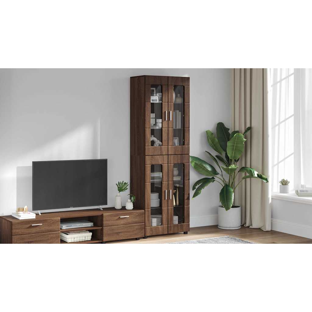 Highboard FLORIN Brown Oak 60 x 35 x 182 cm Engineered Wood
