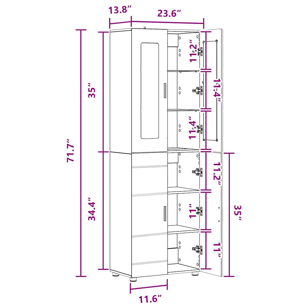 Highboard FLORIN White 60 x 35 x 182 cm Engineered Wood