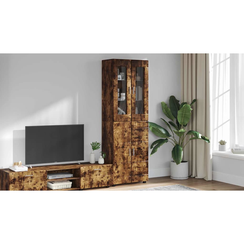 Highboard FLORIN Smoked Oak 60 x 35 x 182 cm Engineered Wood