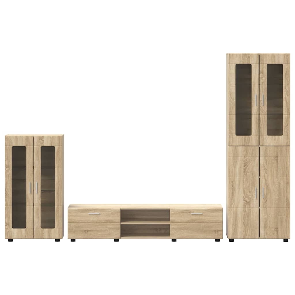 TV Cabinet Set FLORIN 3 pcs Sonoma Oak Engineered Wood