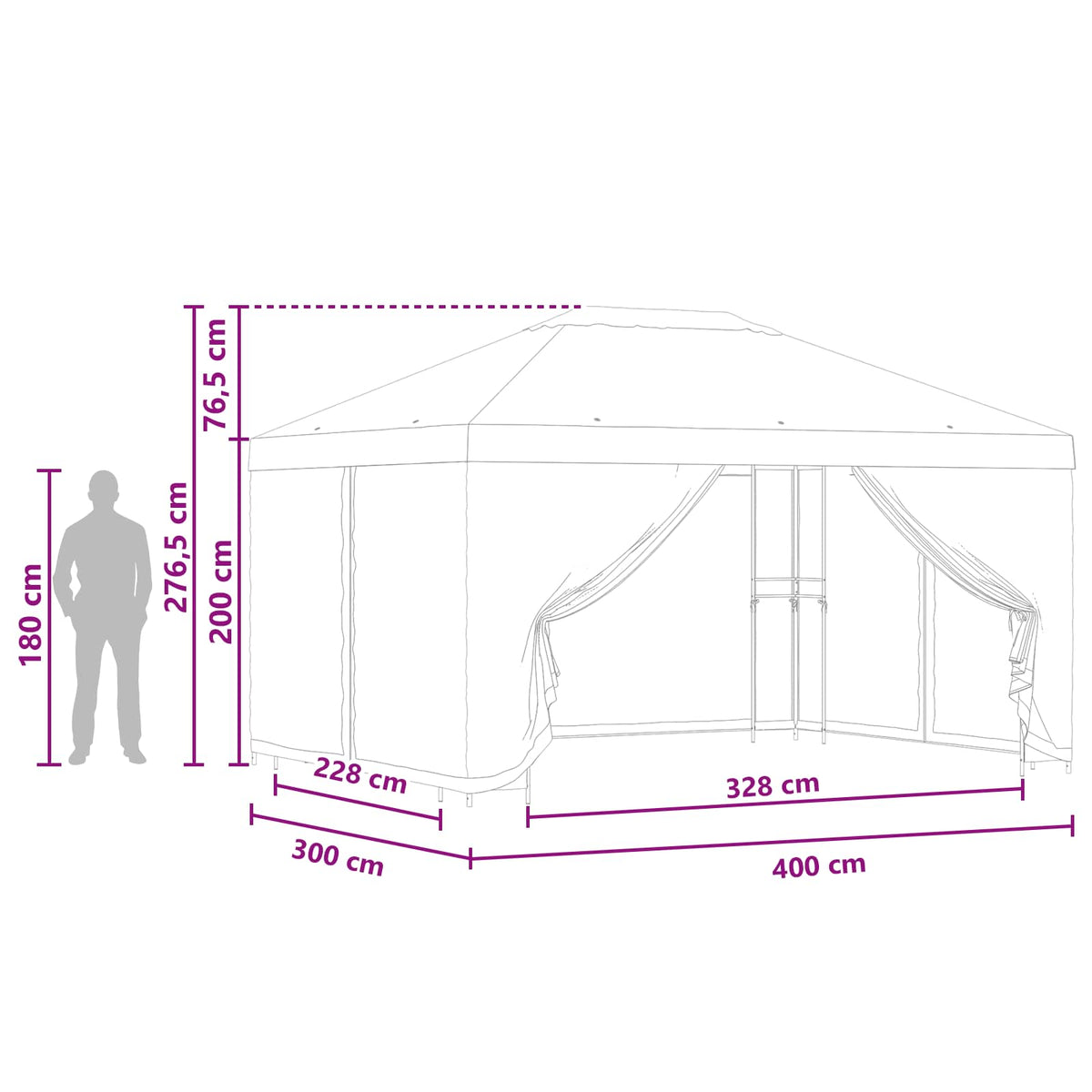 Garden Gazebo with Sidewalls 4 x 3 m Taupe Polyester and Steel