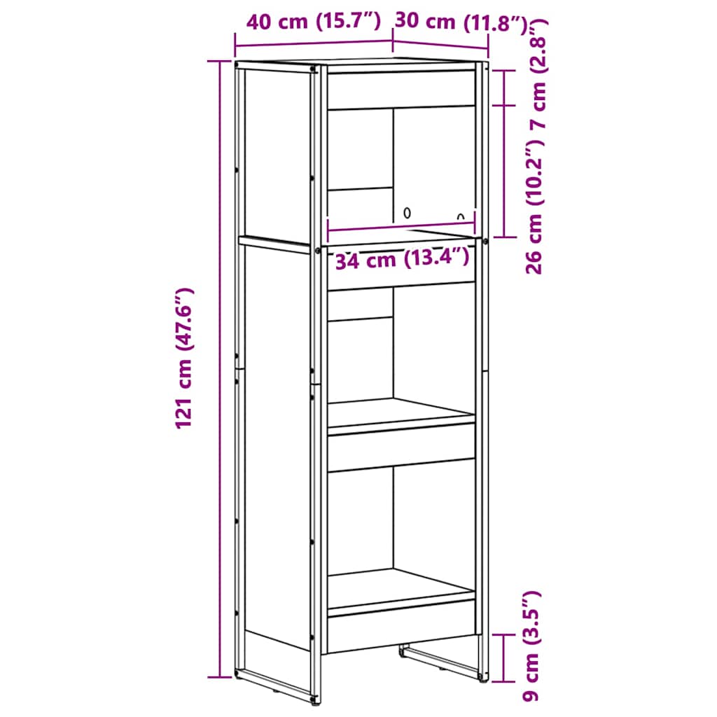 Book Cabinet 40 x 30 x 121 cm Engineered Wood Black Oak