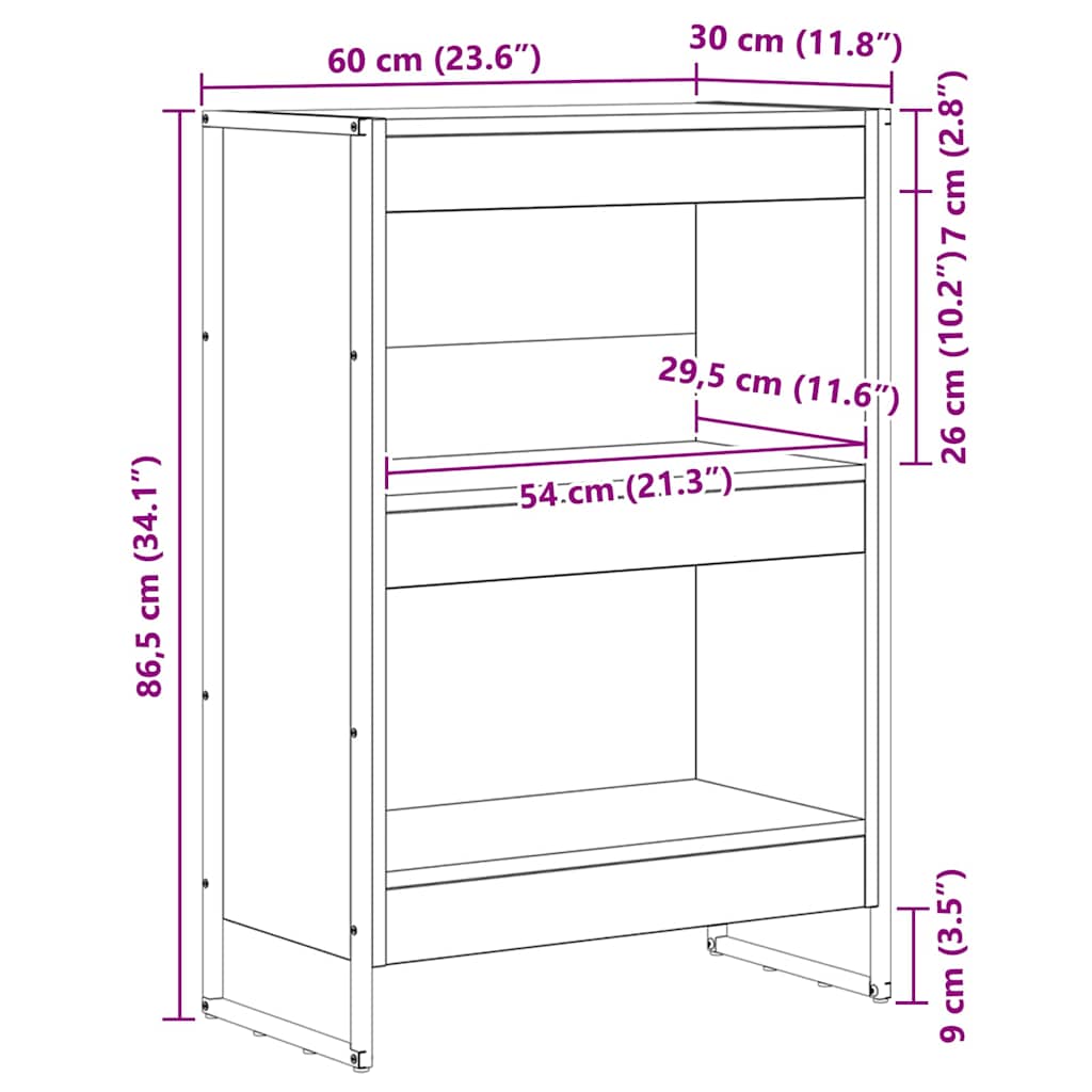 Book Cabinet 60 x 30 x 86.5 cm Engineered Wood Grey Sonoma