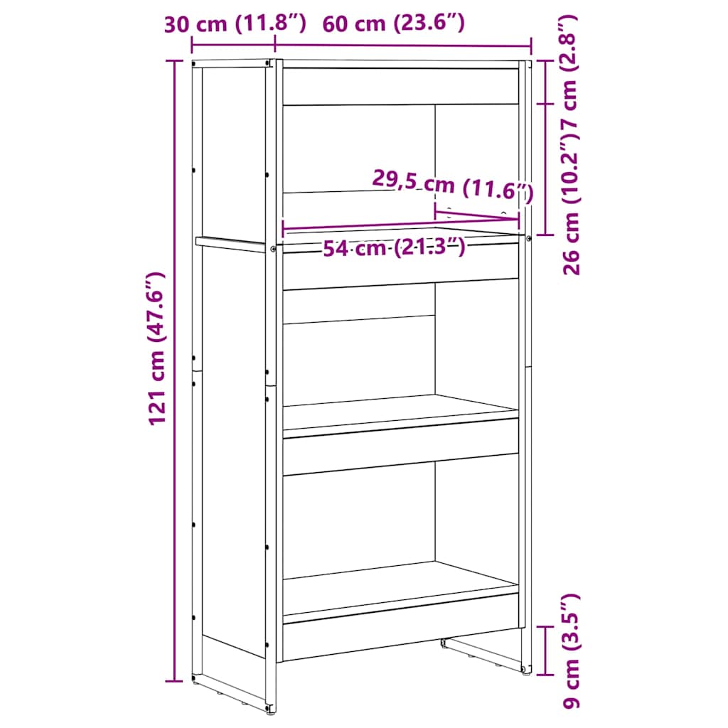 Book Cabinet 60 x 30 x 121 cm Engineered Wood Grey Sonoma