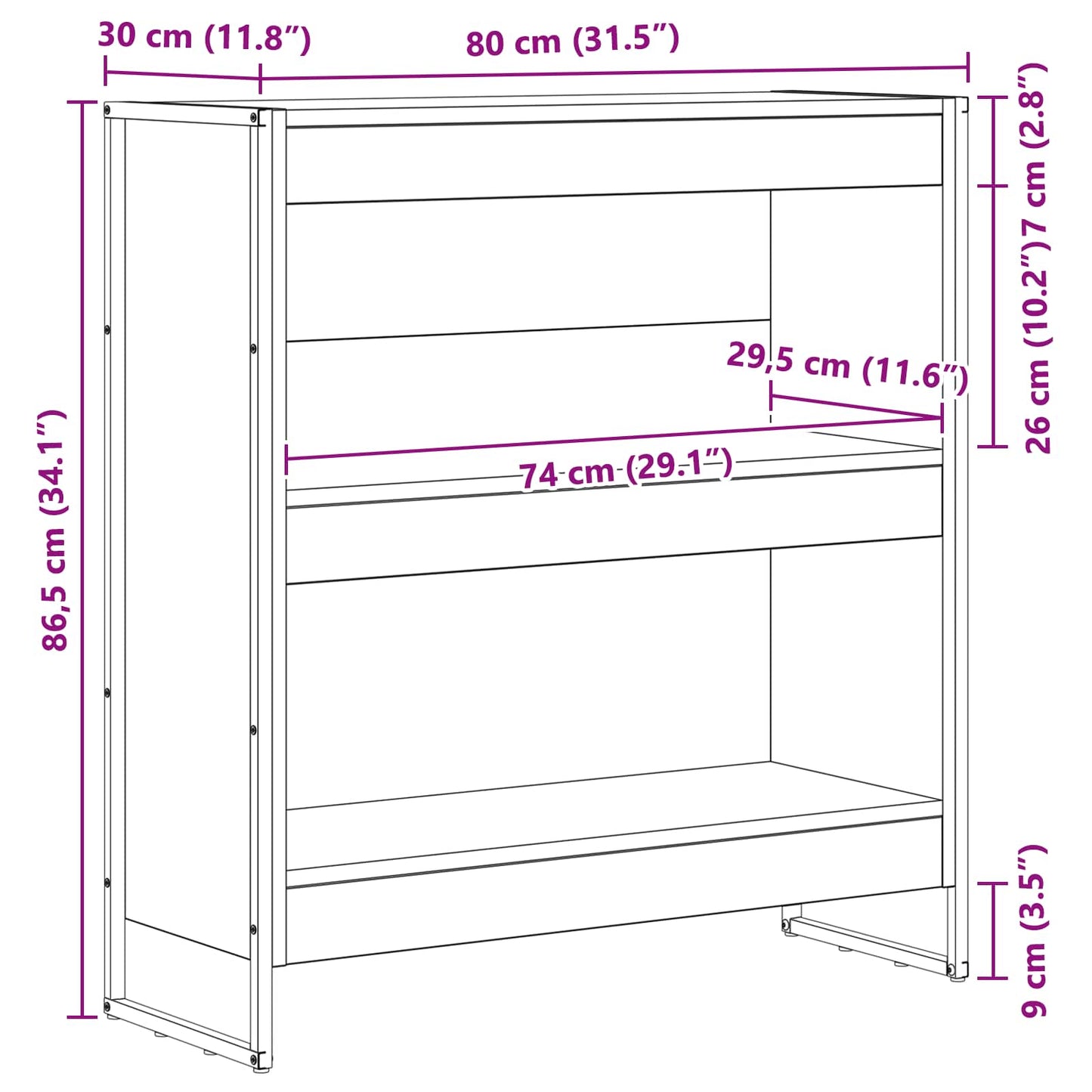 Book Cabinet 80 x 30 x 86.5 cm Engineered Wood Grey Sonoma