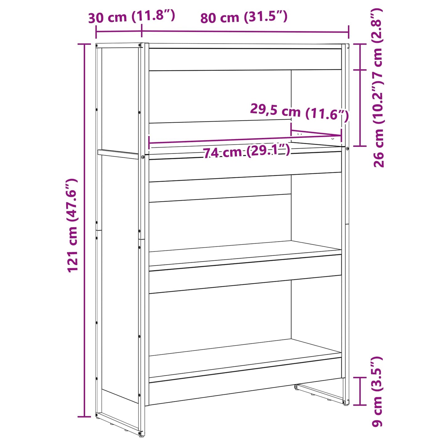 Book Cabinet 80 x 30 x 121 cm Engineered Wood Black Oak