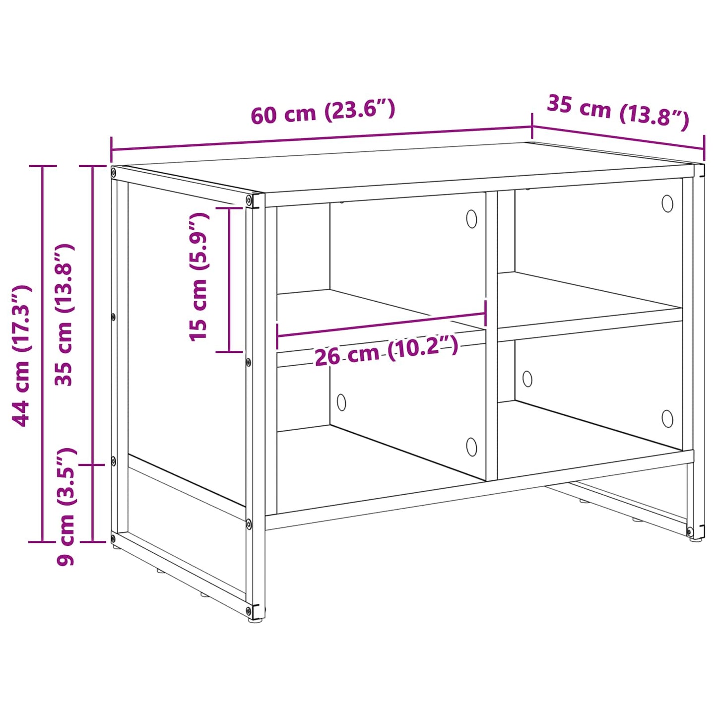 Shoe Cabinet 60 x 35 x 44 cm Engineered Wood Black Oak