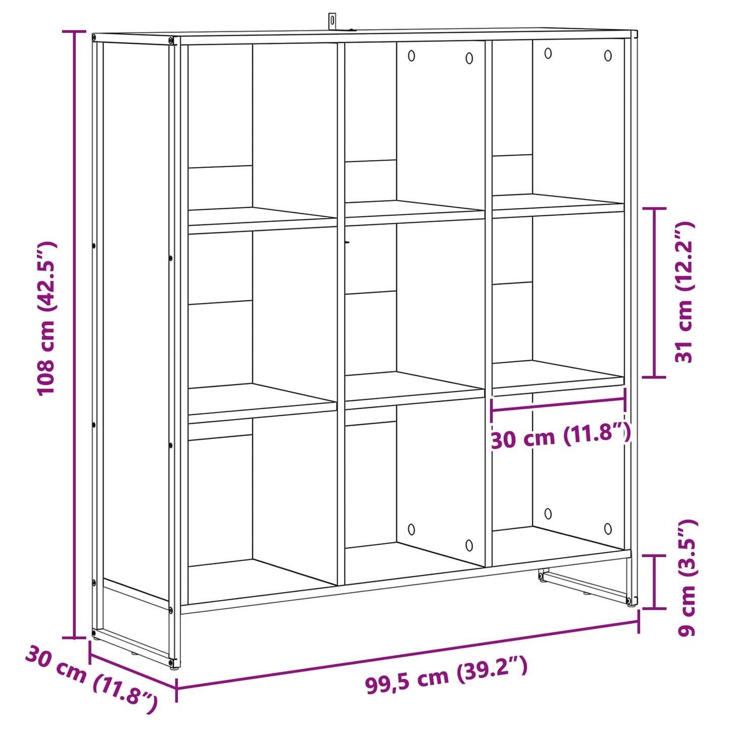 Book Cabinet 99.5 x 30 x 108.5 cm Engineered Wood Grey Sonoma